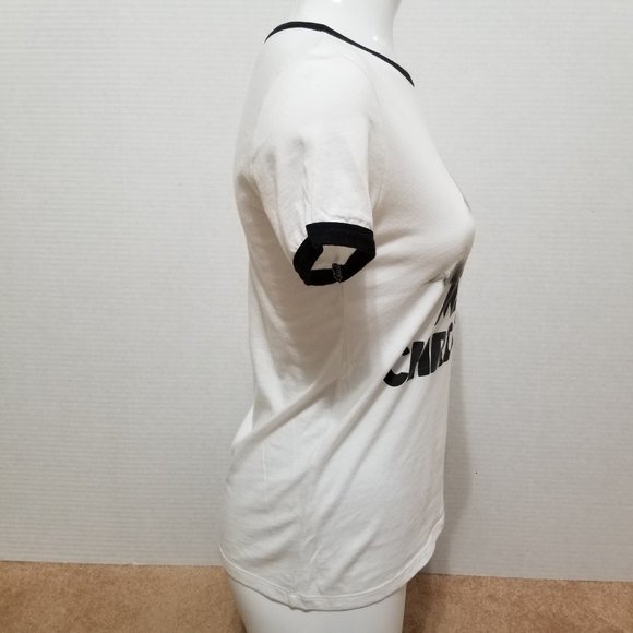 Stranded shirt Small Meowy Christmas cat graphic XMas holiday ringer novelty - Picture 4 of 12